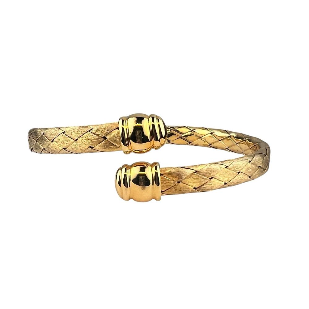 Veronese QVC Sterling Silver Gold Vermeil Woven Florenza Bypass Bangle Bracelet